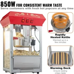 Popcorn Popper Maskine 850W, 8 Oz Bordplade Model, Rød, Kan Lave 48 Kopper Hurtig og Effektiv. Discount