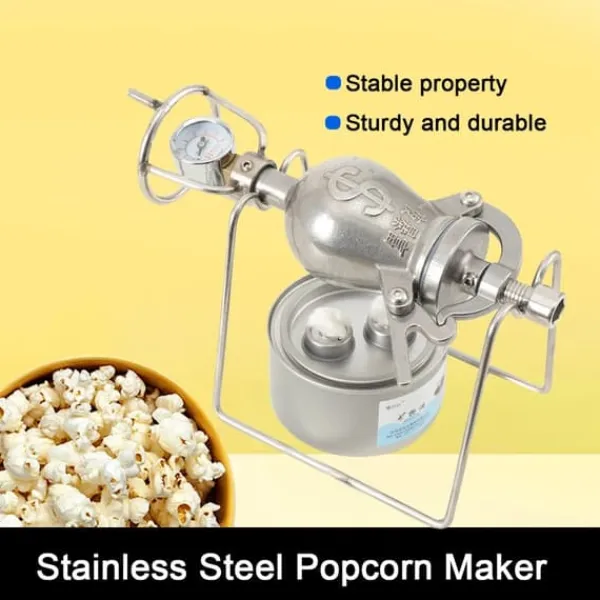 Popcornmaskiner>Popcornmaskine - Manuel popcorngryde - Rustfrit stål - Til komfur og åben flamme - Tyk bund - Mini