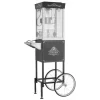 Popcornmaskiner>Popcornmaskine med vogn, 0,2 kg rustfrit stålkedel, sort, kommerciel