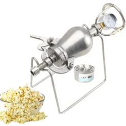 Popcornmaskiner>Popcornmaskine, Rustfrit Stål, Manuel Betjening, 100ml Kapacitet, Åben Ild Opvarmning, Egnet til Majs og Bælgfrugter