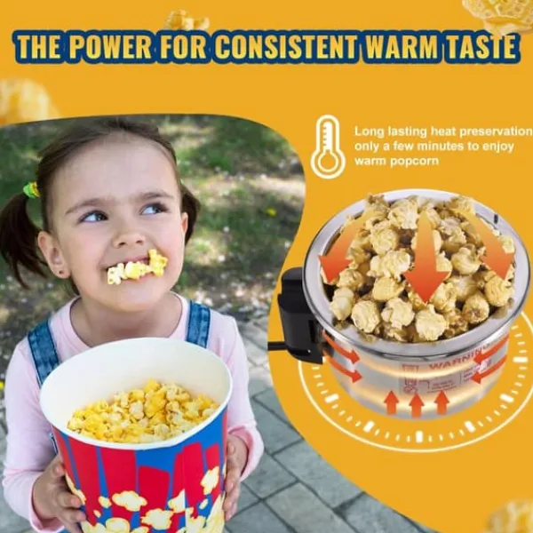 Popcornmaskiner>Popcornmaskine 300W, 2,5 Oz bordpladepopcornmaskine, hurtig opvarmning, nem at bruge, sort design.