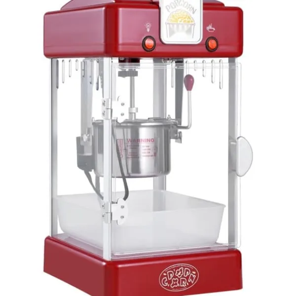 Popcornmaskiner>Popcorn-maskine 300W, 2,5 oz bordmodel, hurtig opvarmning, rød popcornpopper til hjemmebiograf.