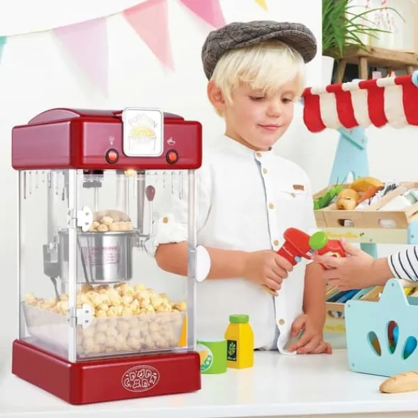 Popcornmaskiner>Popcorn-maskine 300W, 2,5 oz bordmodel, hurtig opvarmning, rød popcornpopper til hjemmebiograf.