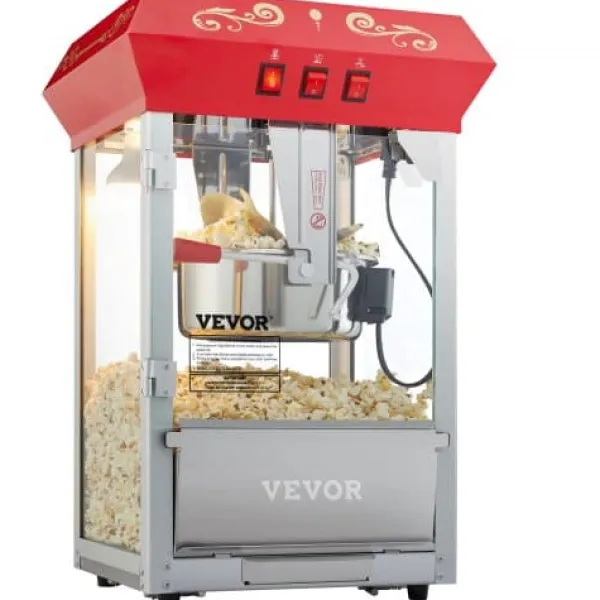 Popcornmaskiner>Popcornmaskine, 39x34.5x61 cm, Rød, Hærdet glas