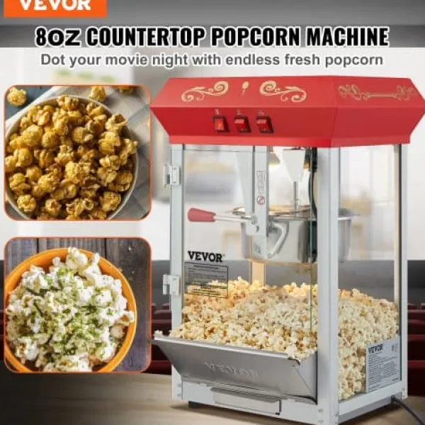 Popcornmaskiner>Popcornmaskine, 39x34.5x61 cm, Rød, Hærdet glas