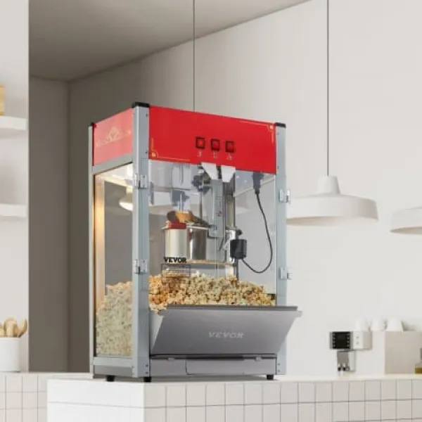 Popcornmaskine, 45.8x38x76.8 cm, Rød, hærdet glas Outlet