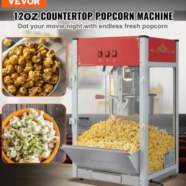 Popcornmaskine, 45.8x38x76.8 cm, Rød, hærdet glas Outlet