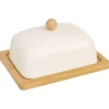 PORCELÆN BAMBUS SMØRFAD, HVID Clearance