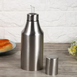Praktisk Rustfri Stål Oliedåse med Dryp-Eddike Dispenser Køkkenartikler (1000ml) Sale