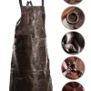 PREMIUM LÆDER FORKLÆDE GRILL / GRILL / BARISTA / KOK / FRISØR FORKLÆDE BRUN VINTAGE Clearance