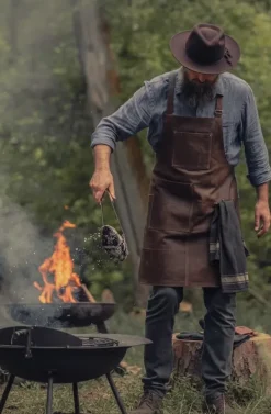 PREMIUM LÆDER FORKLÆDE GRILL / GRILL / BARISTA / KOK / FRISØR FORKLÆDE BRUN VINTAGE Clearance