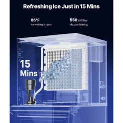 Professionel Ismaskine, 550 LBS/24 Timer, Med 300 LBS Opbevaringsbeholder, Automatisk Selvrensning Hot