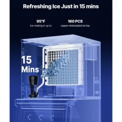 Isproducenter>Professionel Ismaskine 400 LBS/24 Timer, 300 LBS Opbevaringsbeholder, Automatisk Selvrensning