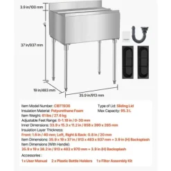 Professionel Isspand 95,3l, Under-bar Model, Med Skydelåg, Ideel til Køkkener Online