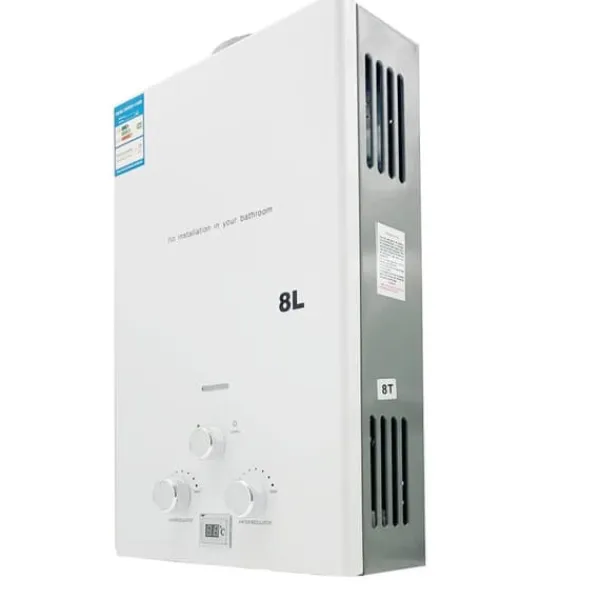 Vandvarmere>Propangas Tankless Vandvarmer, Øjeblikkelig Varmt Vand, Udendørs Brug,HVID, 18L