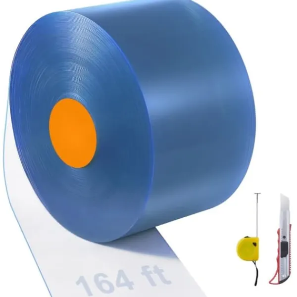 Madfolie>PVC Dørgardin 164' x 8" - Strip Gardin til Rullekøler og Fryser, Holdbar Plast, Effektiv Løsning