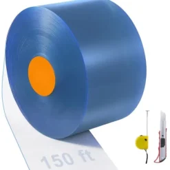 Madfolie>PVC Dørgardin 82' x 12" - Strip Gardin til Rullekøler Fryser, Klar Plast, Effektiv Isolering