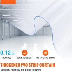 Madfolie>PVC Dørgardin 82' x 12" - Strip Gardin til Rullekøler Fryser, Klar Plast, Effektiv Isolering