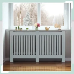 Radiatorafdækning med træeffekt hylde, 83x19x112 cm Outlet