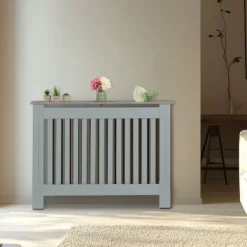 Radiatorafdækning med træeffekt hylde, 83x19x112 cm Outlet
