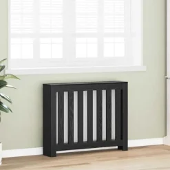 Radiatorcover i sort eg - Pladsbesparende i trælook | Størrelse: 104x20x82 cm Outlet