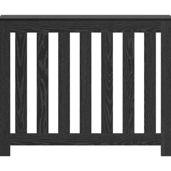 Radiatorcover i sort eg - Pladsbesparende i trælook | Størrelse: 104x20x82 cm Outlet