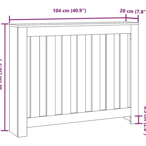 Radiatorcover i sort eg - Pladsbesparende i trælook | Størrelse: 104x20x82 cm Outlet