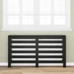 Radiatorcover i trælook - Funktionelt design til stuen | Farve: Sort eg | Størrelse: 149x20x82 cm Discount