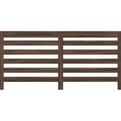 Radiatorskjuler med hylde - Moderne lameldesign | Farve: Brun egetræsfarvet | Størrelse: 175x20x82 cm Online
