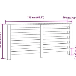 Radiatorskjuler med hylde - Moderne lameldesign | Farve: Brun egetræsfarvet | Størrelse: 175x20x82 cm Online