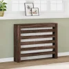 Radiatorer>Radiatorskjuler med hylde - Modern lameldesign | Størrelse: 104x20x82 cm | Farve: Brun egetræ