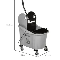 Rengøringsvogn 36 L med vrider, grå, 54×41×91,5 cm New