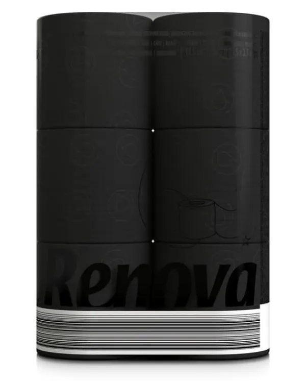 Renova sort parfumeret toiletpapir 16,1 m 3-lags 140 ark 6 ruller Clearance