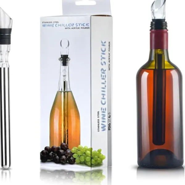 Restaurantware-Bar 3-i-1 vinkølerstang, 1 hurtig isfri vinkølerstang - Rustfri stål flaskekølerstang, Til vinelskere Discount