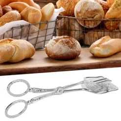 Retro brødtang i zinklegering, bagemaskine, køkkenredskab, firkantet hoved, sølv New