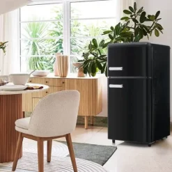 Kombineret Køle- & Fryseskab>Retro Køleskab, Dobbeltdør, 72L køleskab, 21L fryser, 120 kWh/år, LED-lys, Flerfarvet, Energiklasse E
