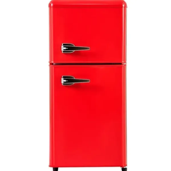 Retro Køleskab, Gefrier Kombination, 88,8 cm, 60L Køleskab, 22L Fryser, 102 kWh/år, LED Lys, Premium Rød, Energiklasse E Sale