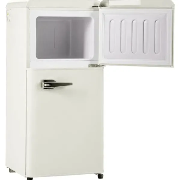 Kombineret Køle- & Fryseskab>Retro Køleskab, Gefrier kombination, 88,8 cm, 60L køleskab, 22L fryser, 102 kWh/år, LED lys, Creme hvid, Energiklasse E