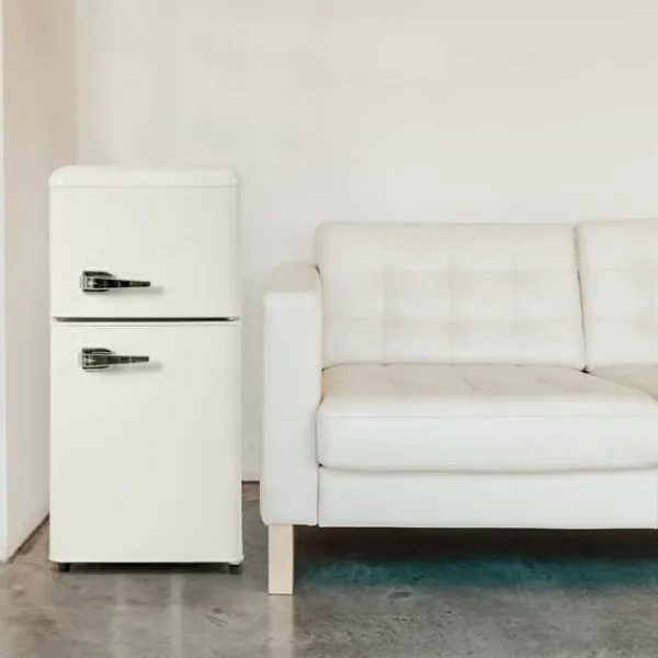 Kombineret Køle- & Fryseskab>Retro Køleskab, Gefrier kombination, 88,8 cm, 60L køleskab, 22L fryser, 102 kWh/år, LED lys, Creme hvid, Energiklasse E