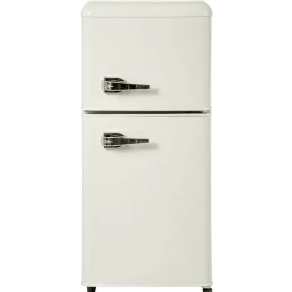 Kombineret Køle- & Fryseskab>Retro Køleskab, Gefrier kombination, 88,8 cm, 60L køleskab, 22L fryser, 102 kWh/år, LED lys, Creme hvid, Energiklasse E