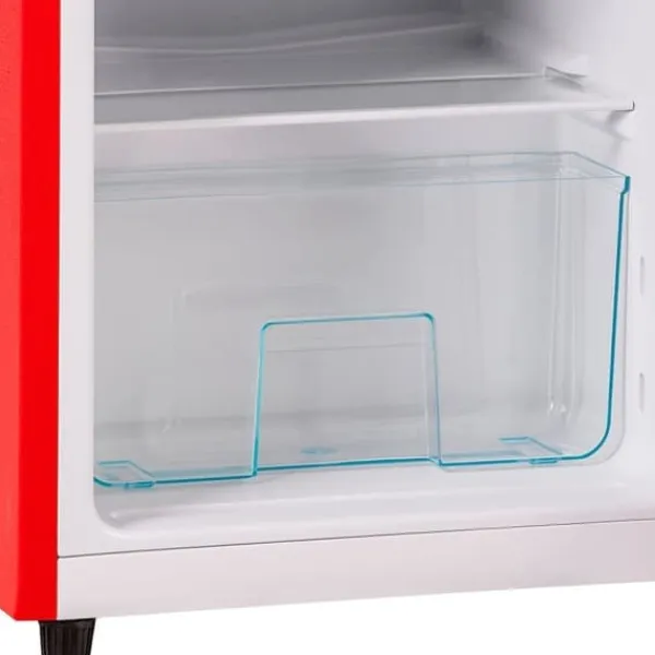 Køleskabe>Retro Køleskab, Gefrier Kombination, 88,8 cm, 60L Køleskab, 22L Fryser, 102 kWh/år, LED Lys, Premium Rød, Energiklasse E