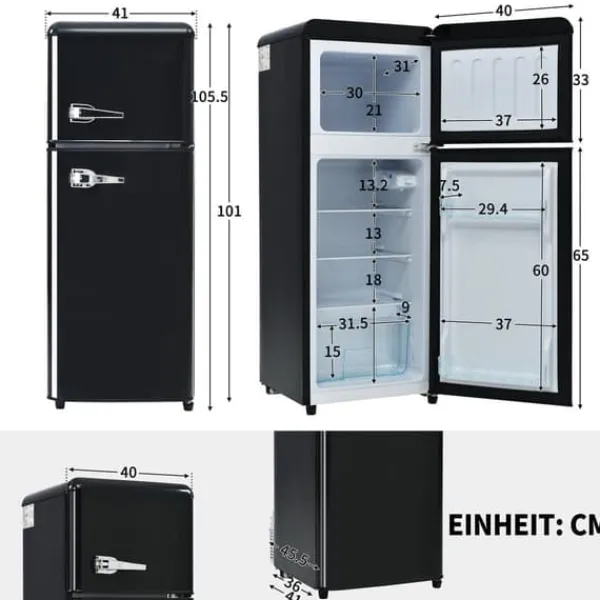 Retro Køleskab, Køle-/fryseskab, 105,5 cm, 92L, 28L fryser, Energiklasse D Discount