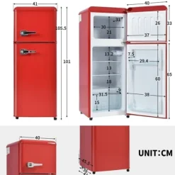 Retro-Køleskab, Køle-/fryseskab, 105,5 cm, 92L, 28L fryser, 116 kWh/år