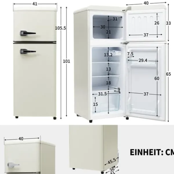 Retro-Køleskab, Køle-/fryseskab, 105,5 cm, 92L, 28L fryser, 116 kWh/år Sale
