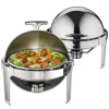Roll Top Chafing skål Buffet Sæt, 6 Qt 2-pak, Rustfrit stål Chafer med 2 pander, Rund Catering Varmer til 5+ personer. Sale