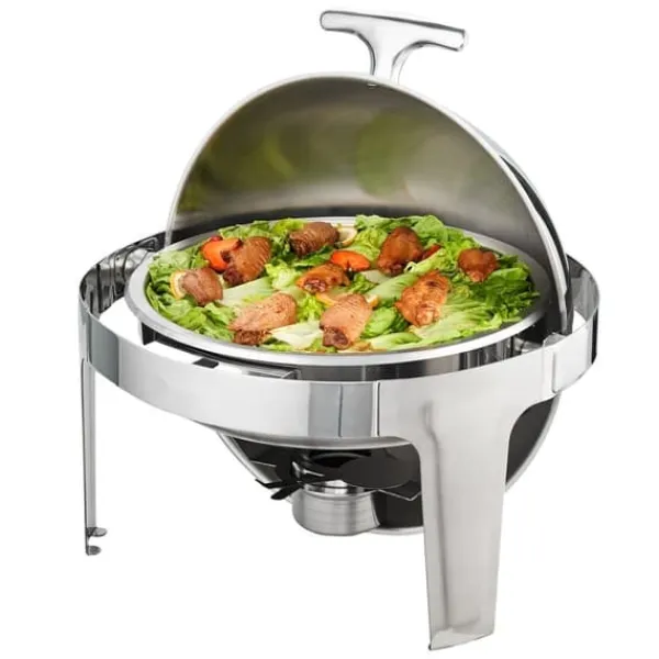 Roll Top Chafing skål Buffet Sæt, 6 Qt 2-pak, Rustfrit stål Chafer med 2 pander, Rund Catering Varmer til 5+ personer. Sale