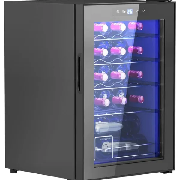Rootz 20 Bottle Lille vin køleskab - Mini Beverage Cooler - Stille afkøling - 53L kapacitet - 43W x 45d x 64H cm Outlet