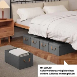 Rootz 6 -stykke opbevaringsboks sæt - Organisering af skraldespande - Foldede containere - Nem transporthåndtag - Grå - 27L - 48x29x20cm New