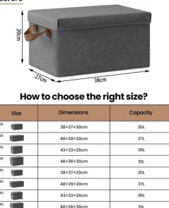 Rootz 3-delt opbevaringsboks med låg - Stofbeholdere - Sammenklappeligt design - Åndbart materiale - 20L/27L/36L/51L - Multifunktionel - 1x 20L, 1x 27 | CDON Discount