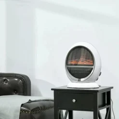 Rootz Elpejs - LED Elpejs - Stående Pejseovn med Flammeeffekt - ABS Plast - Hvid - 30,5 x 18 x 35 cm Hot